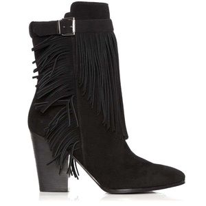 Sigerson Morrison Suede Fringe Booties